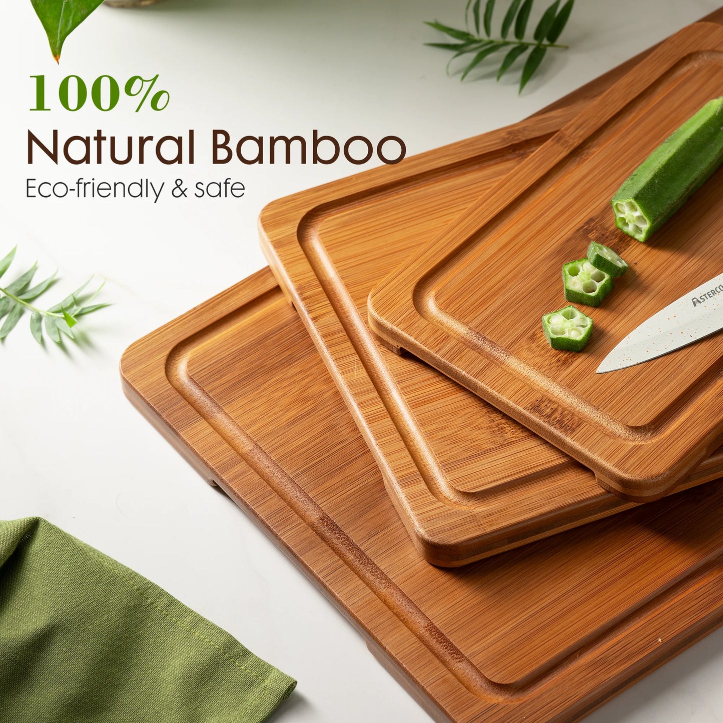 4-Piece Bamboo Cutting Board Set