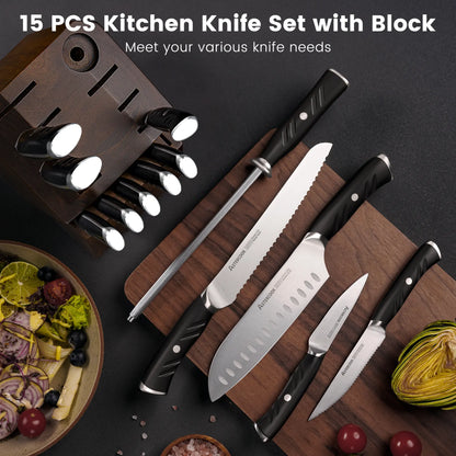 Professional 15-Pc Ergonomic Nylon Handle Knife Set