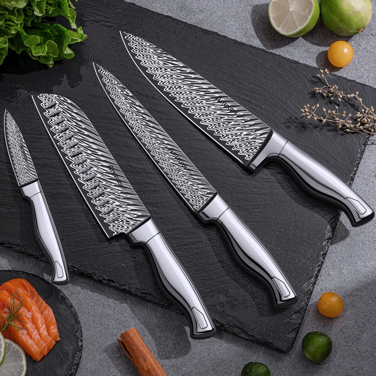 21-Piece Full Tang Knife Set - Silver