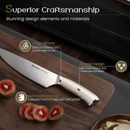 14-Piece Full Tang Knife Set - White
