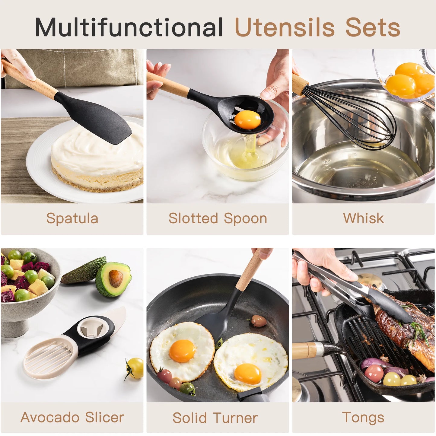 39-Piece Silicone Utensil Collection-Black