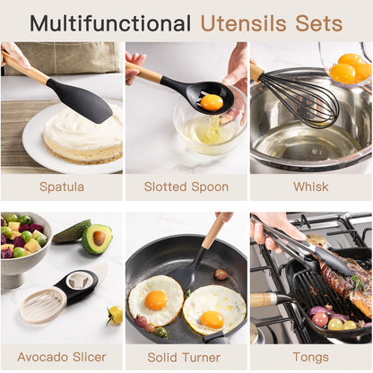 39-Piece Silicone Utensil Collection-Black