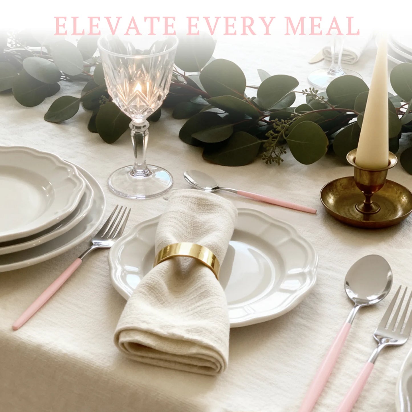 Astercook Silverware Set Food-Grade Stainless Steel-Pink