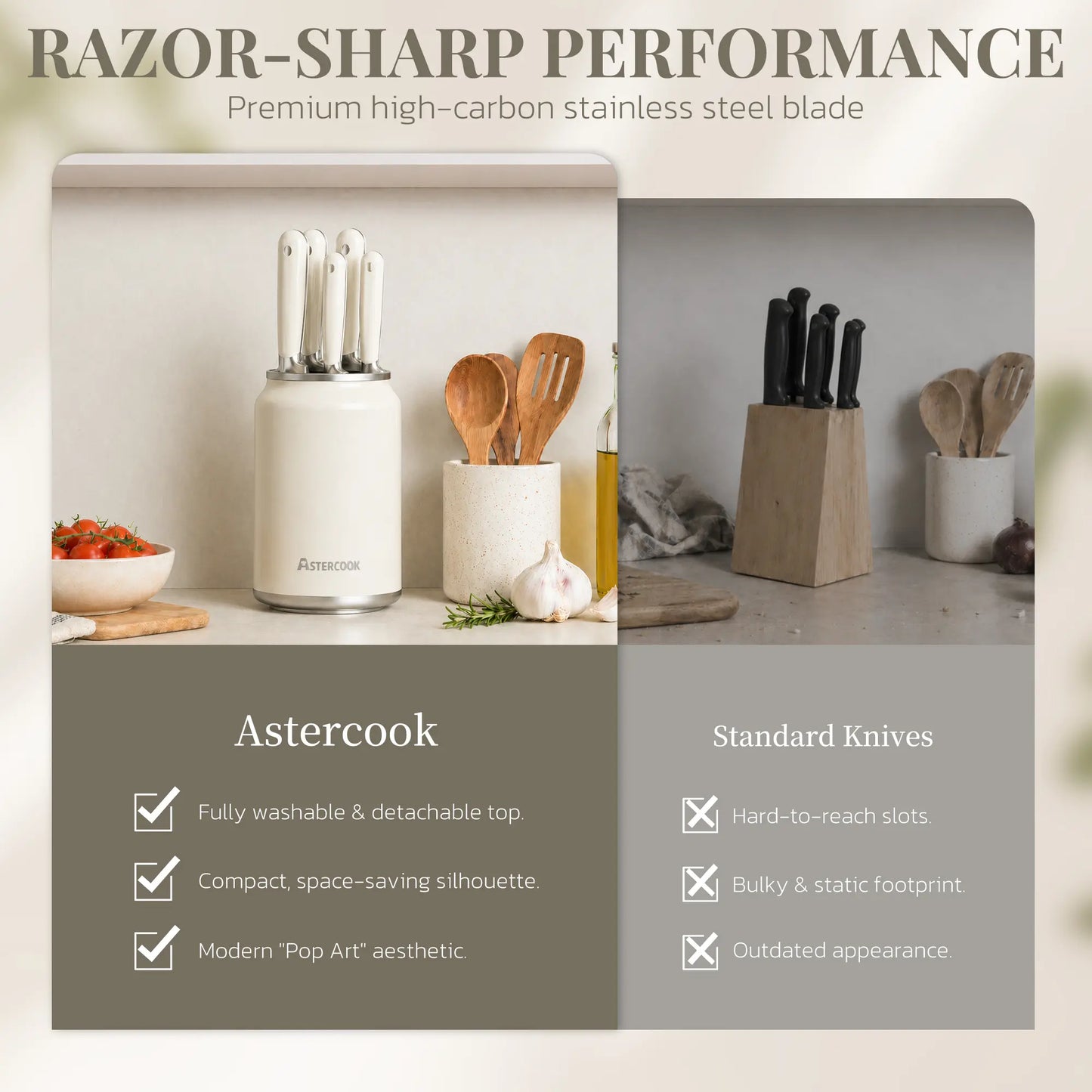 6-Pc Retro Cream Knife Set