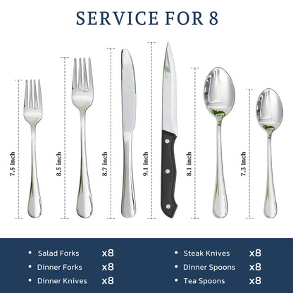 Astercook Silverware Set Food-Grade Stainless Steel-Silver