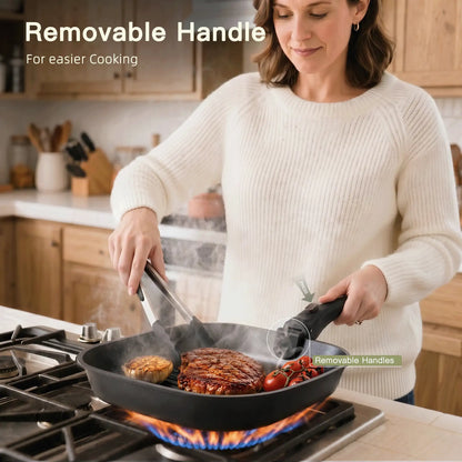 23-Piece Ceramic Pots and Pans Set Non Stick Detachable Handle -Black