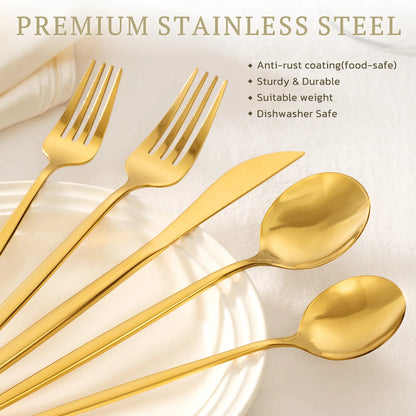 Astercook Silverware Set Food-Grade Stainless Steel-Gold