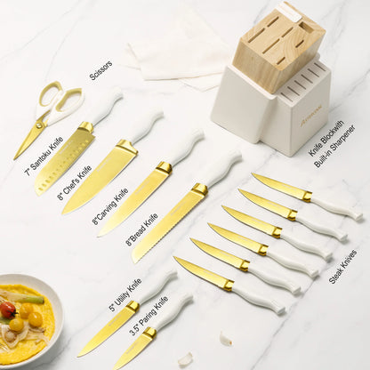 Luxury 14-Piece Gold Titanium Set- White