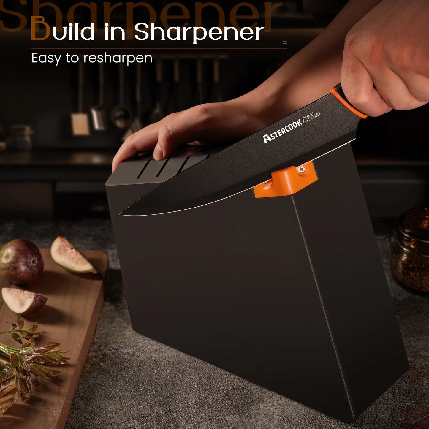 15 Pcs Kitchen Knife Set with Built-in Sharpener