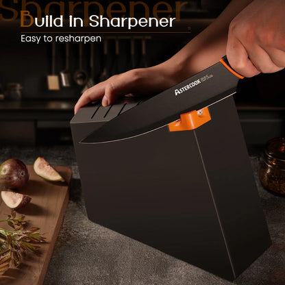 15 Pcs Kitchen Knife Set with Built-in Sharpener