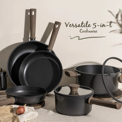 Astercook 18-Piece Pots and Pans Set, Black Titanium Induction Nonstick Cookware Set, Oven Safe to 480°F, Induction Compatible & Dishwasher Safe, Kitchen Cooking Set for RV Trips, Camping and Picnic
