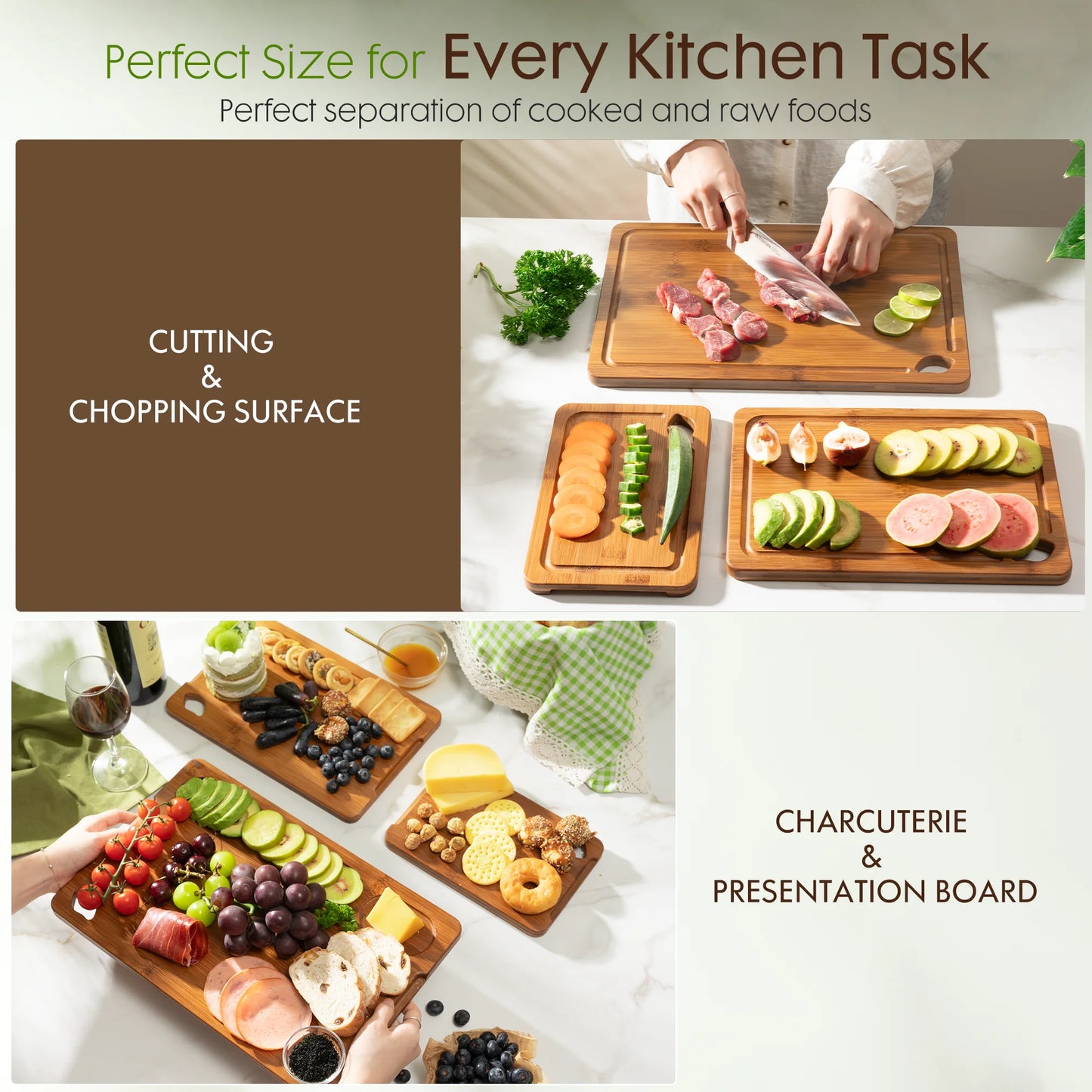 4-Piece Bamboo Cutting Board Set