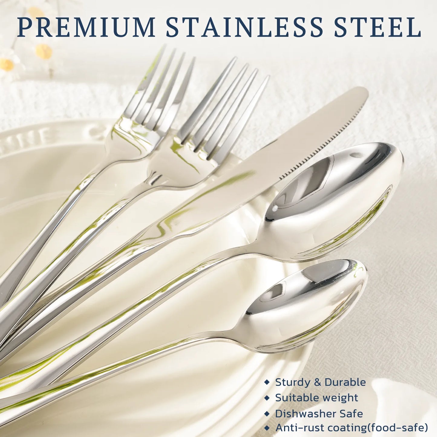 Astercook Silverware Set Food-Grade Stainless Steel-Silver