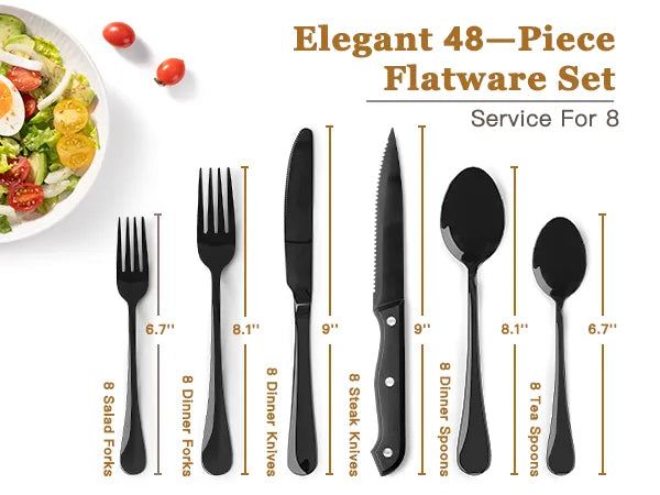Astercook Silverware Set Food-Grade Stainless Steel-Blcak