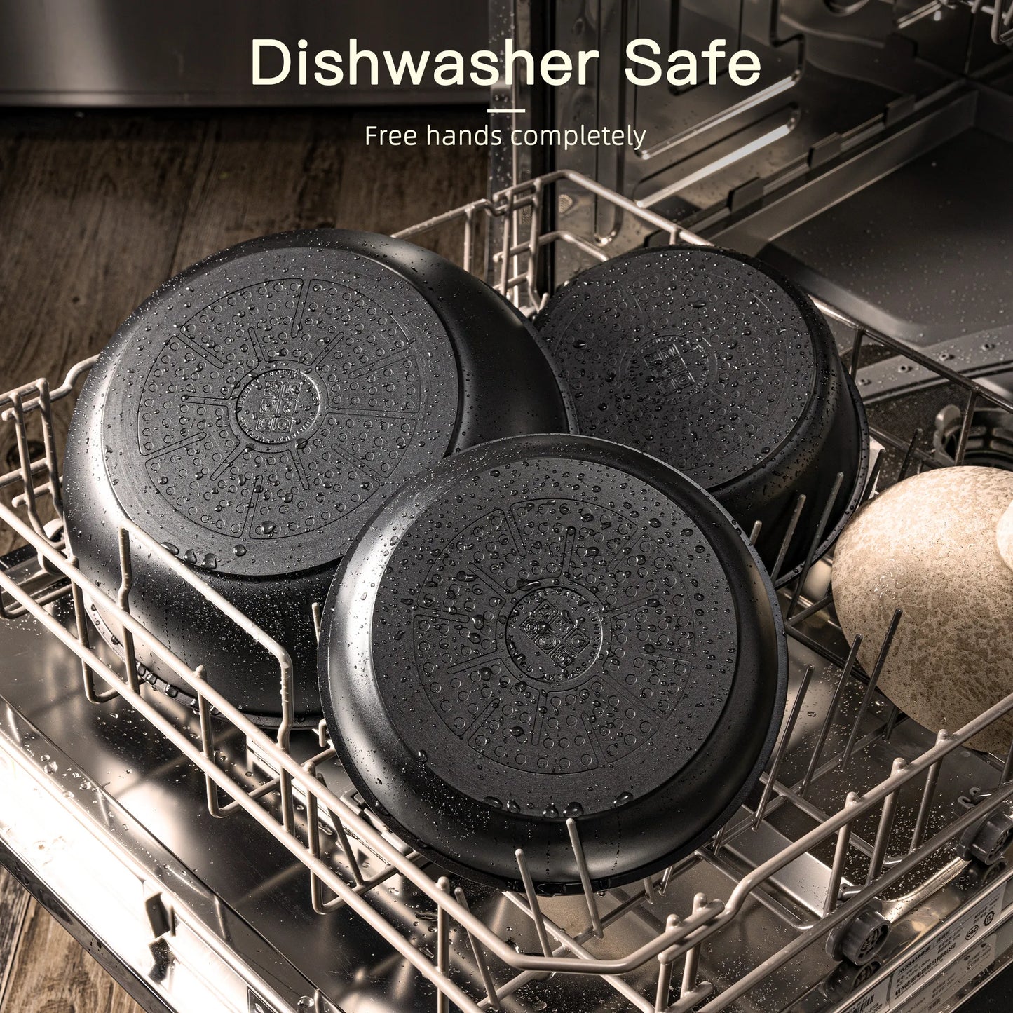 21-Pc Stackable Black Cookware Set