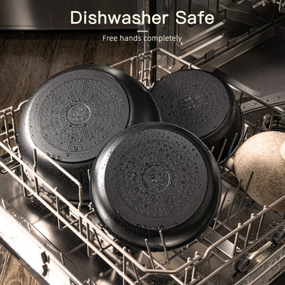21-Pc Stackable Black Cookware Set
