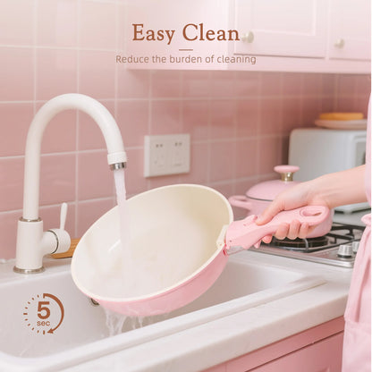 21-Pc Detachable Pink Cookware Set