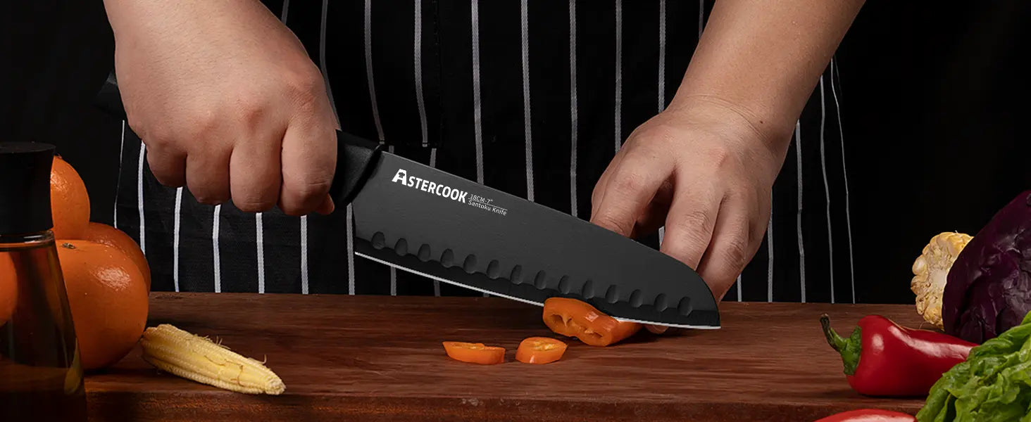 21-Pc Black Knife Set with Built-in Sharpener German Stainless Steel