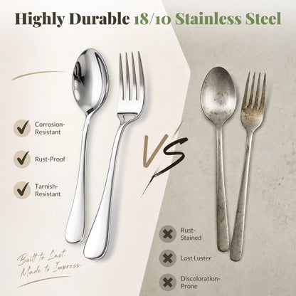 Astercook Dinner Fork Set, 24-Piece Premium Food-Grade Stainless Steel Forks Silverware, Mirror Polished & Dishwasher Safe, Heavy Duty Flatware Ideal for Kitchen, Restaurant & Party Use
