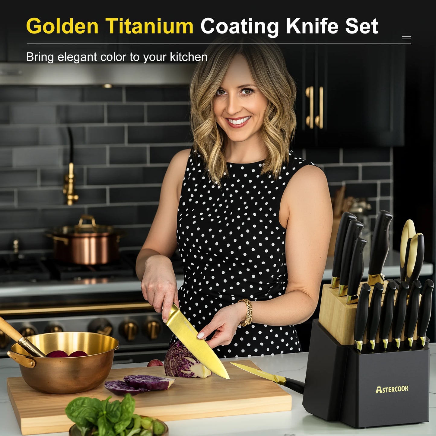 Luxury 14-Piece Gold Titanium Set-Black