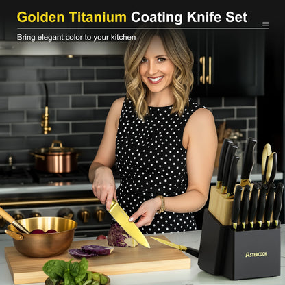 Luxury 14-Piece Gold Titanium Set-Black