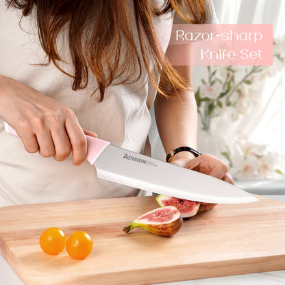 Professional 15-Pc German Steel Knife Set-Pink