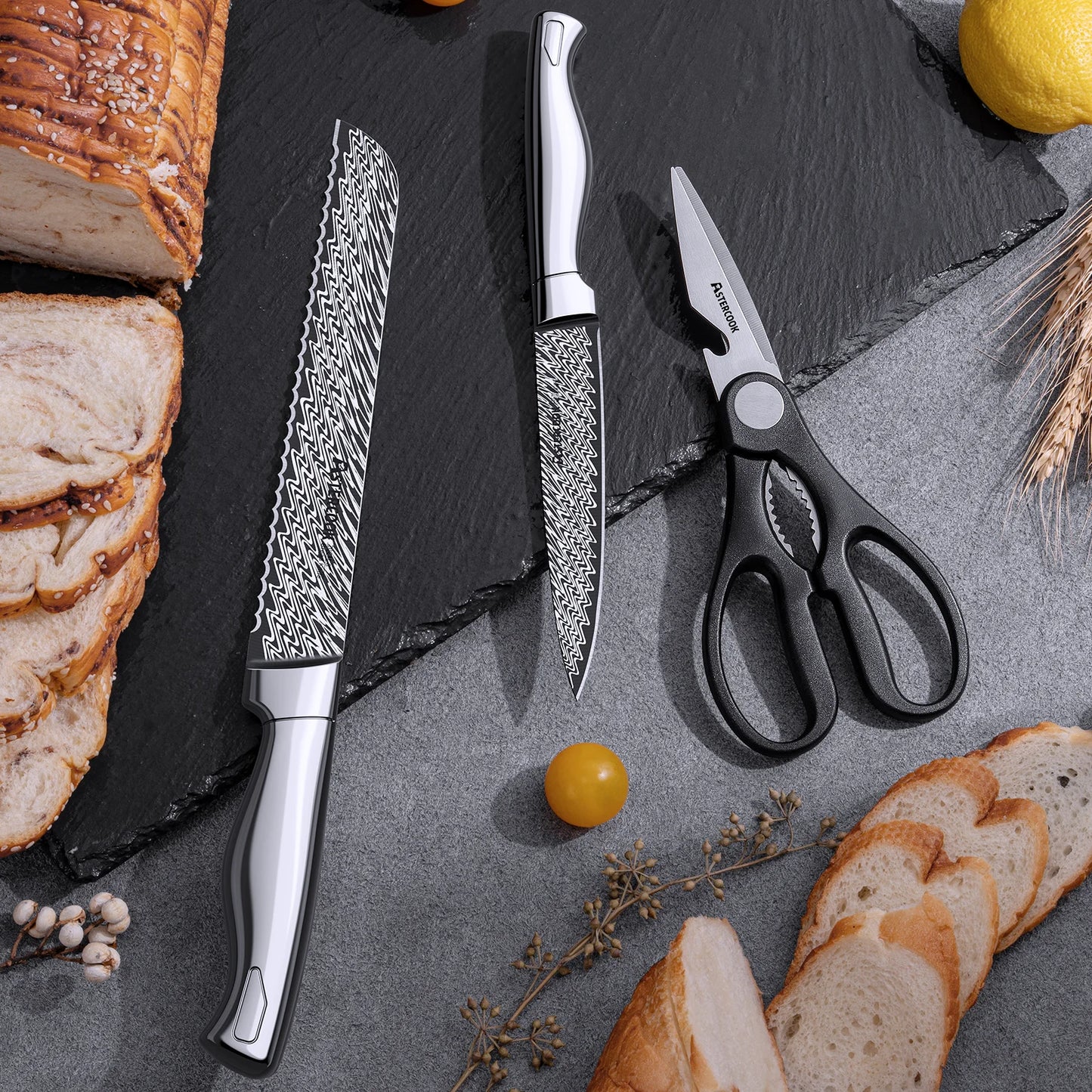 21-Piece Full Tang Knife Set - Silver