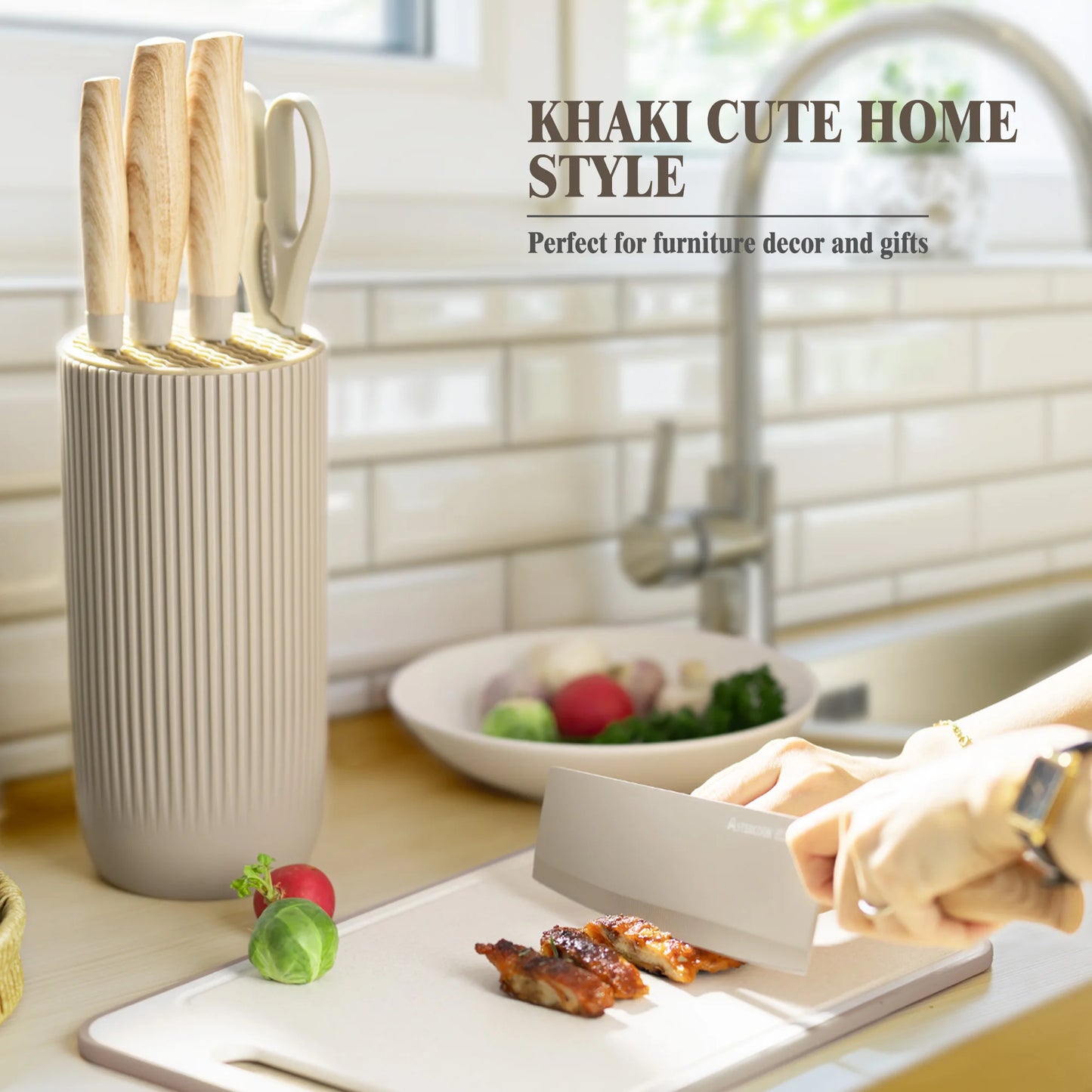 6-Piece Coated Knife Set - Khaki