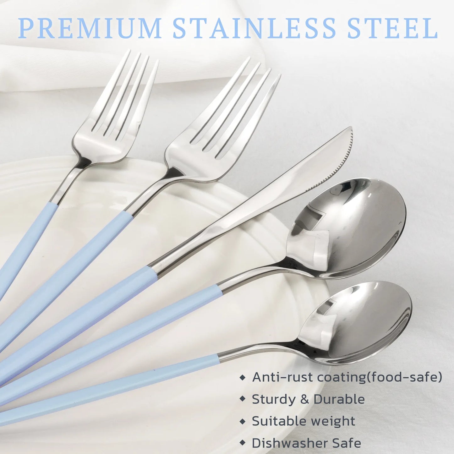 Astercook Silverware Set Food-Grade Stainless Steel-Blue