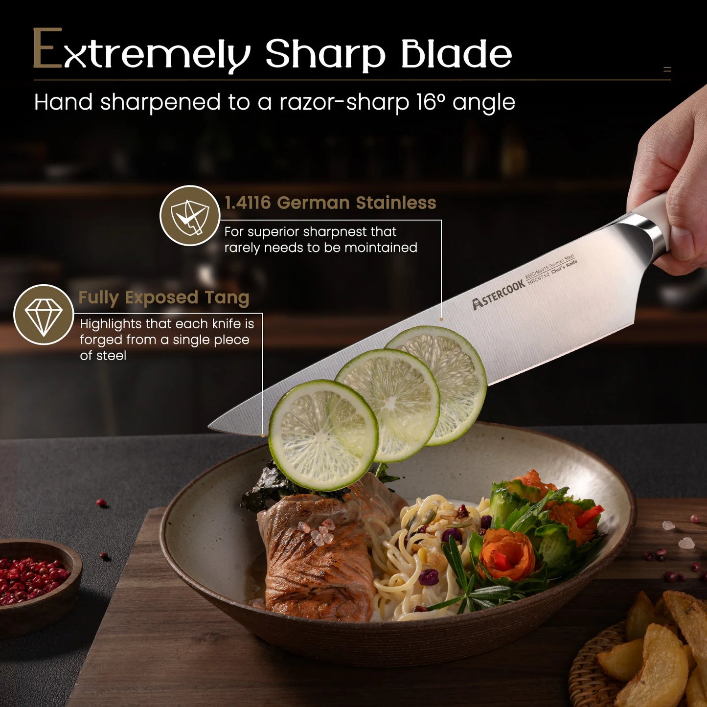 14-Piece Full Tang Knife Set - White