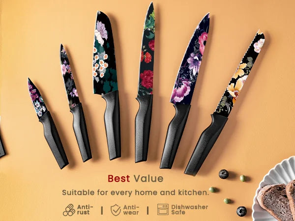 6-Piece Flower Kitchen Knife Set