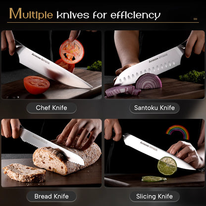 15 Pcs German Stainless Steel Knives Sharp Blade Dishwasher Safe