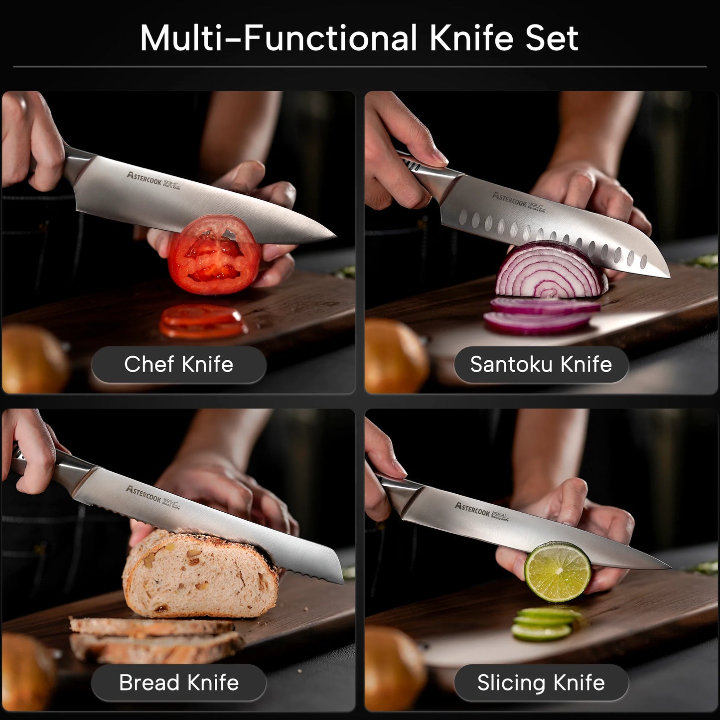 15-Piece Full Tang Knife Set - Silver