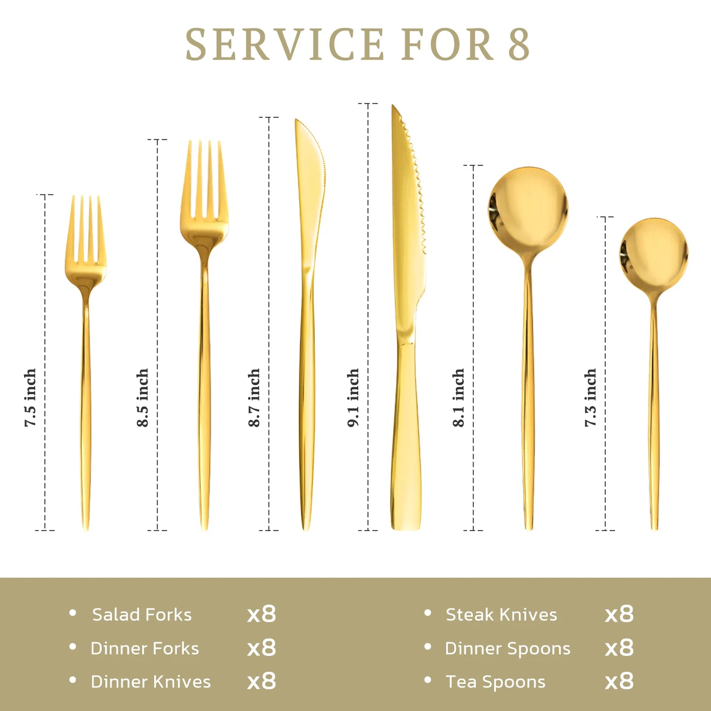 Astercook Silverware Set Food-Grade Stainless Steel-Gold