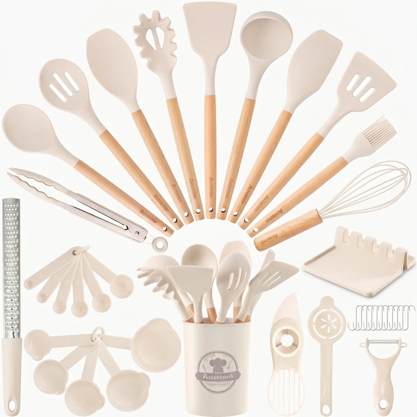 39-Piece Silicone Utensil Collection-White