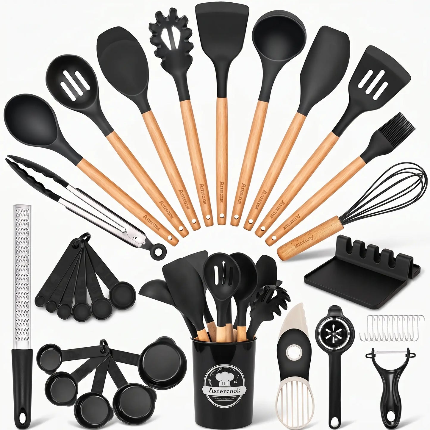 39-Piece Silicone Utensil Collection-Black