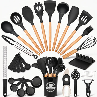 39-Piece Silicone Utensil Collection-Black