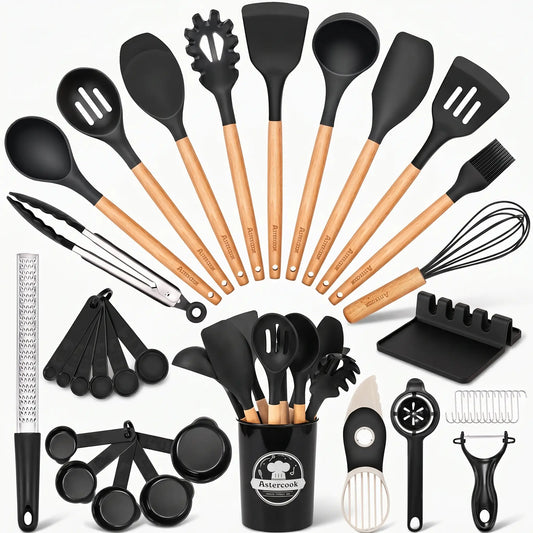 39-Piece Silicone Utensil Collection-Black