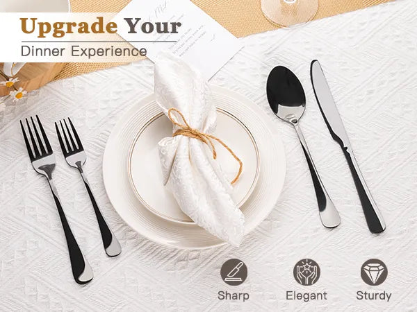 Astercook Silverware Set Food-Grade Stainless Steel-Blcak