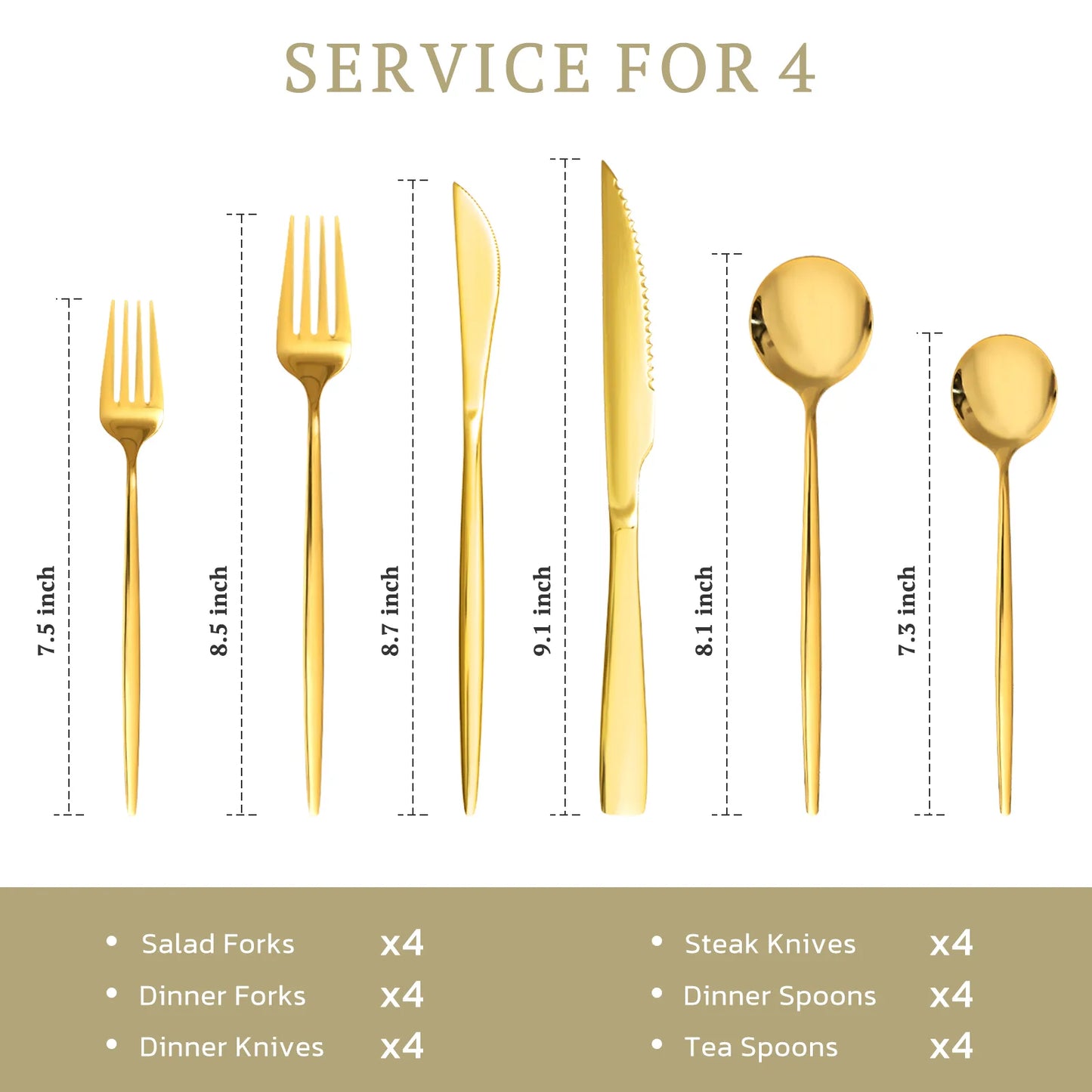 Astercook Silverware Set Food-Grade Stainless Steel-Gold