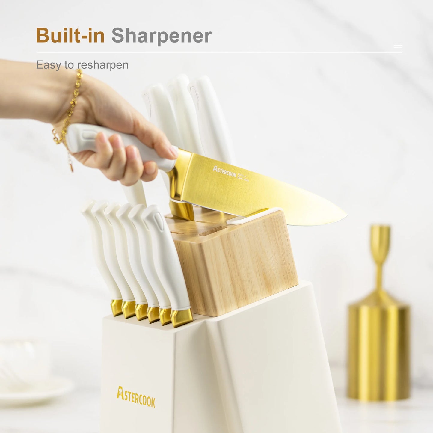 Luxury 14-Piece Gold Titanium Set- White