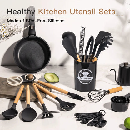 39-Piece Silicone Utensil Collection-Black