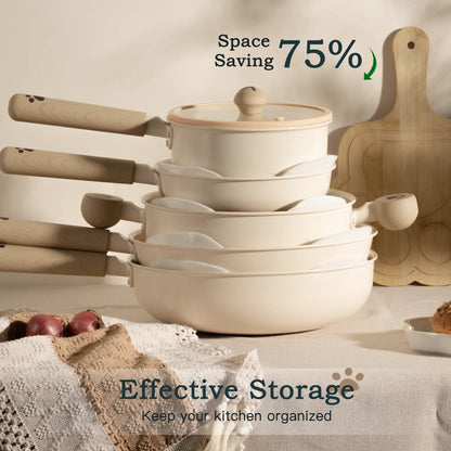 18-Piece Ceramic Cookware Set – Dog Paw Handle