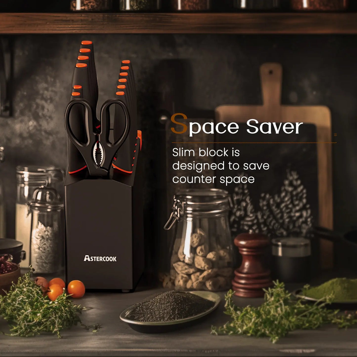 15 Pcs Kitchen Knife Set with Built-in Sharpener