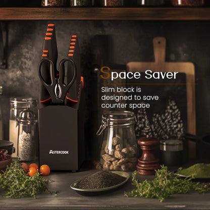 15 Pcs Kitchen Knife Set with Built-in Sharpener