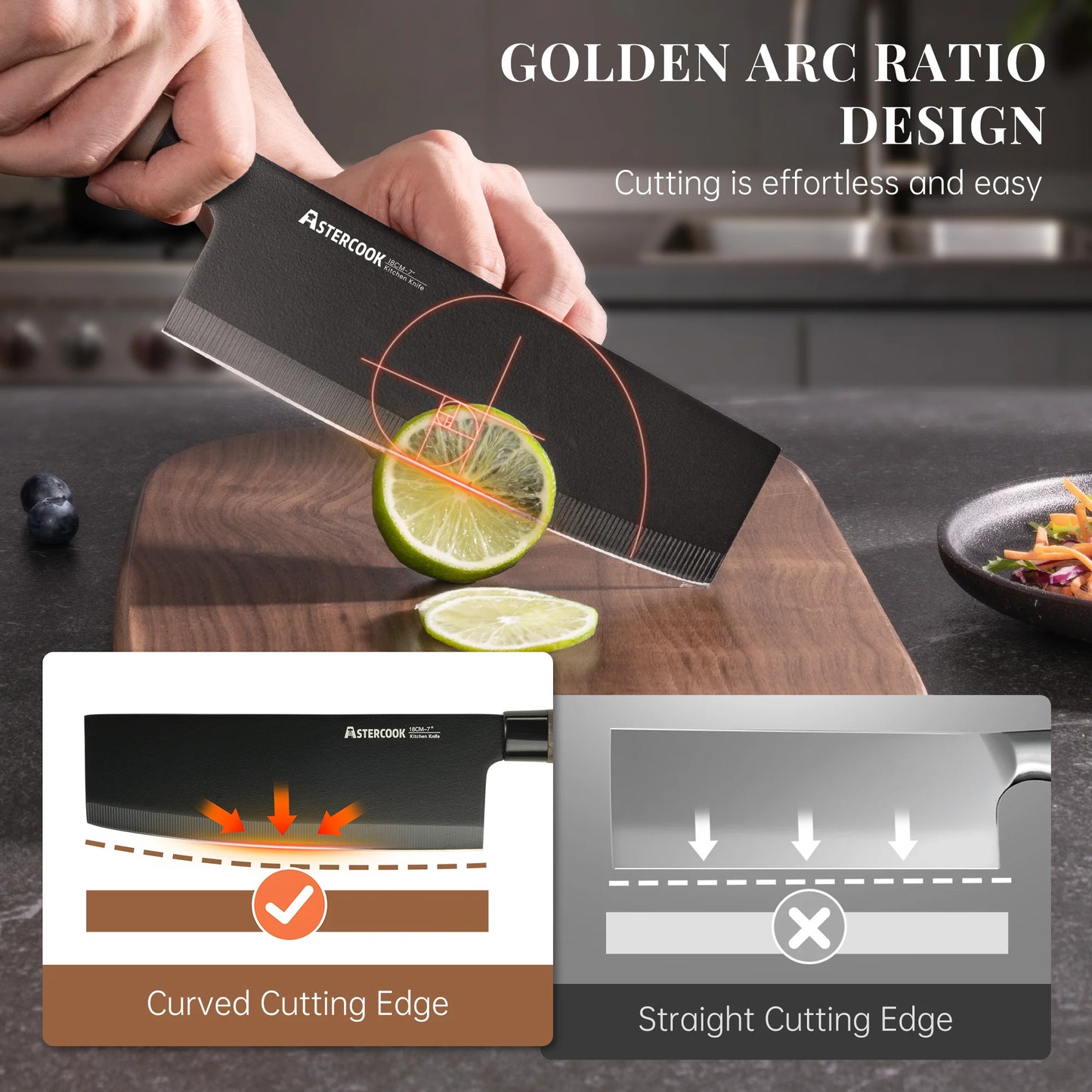 6-Piece Knife Block Set - Wood Grain-Black