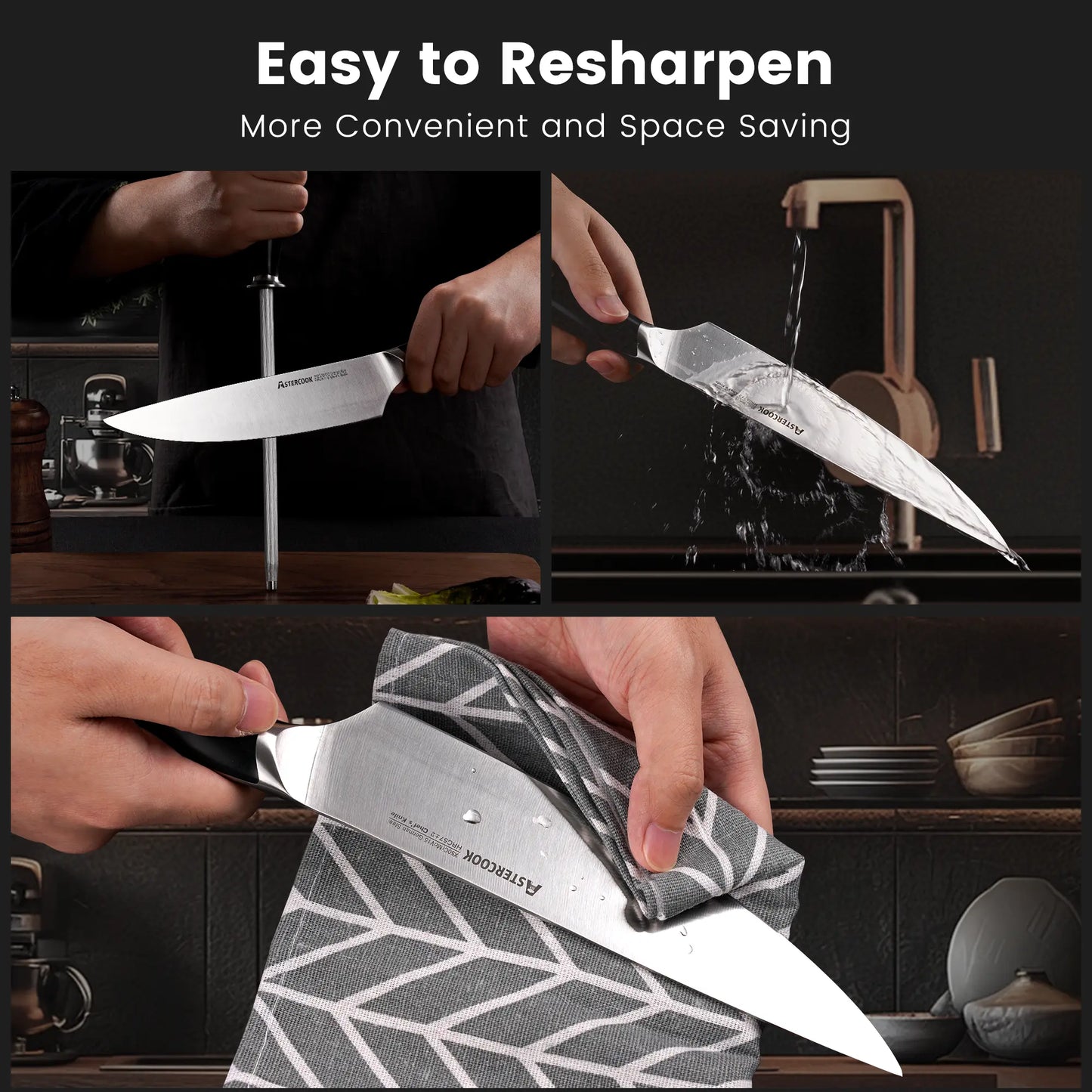 Professional 15-Pc Ergonomic Nylon Handle Knife Set