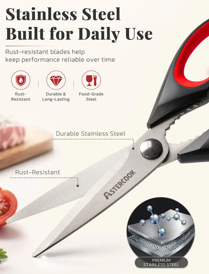Astercook Heavy-Duty Kitchen Shears-Black(3-Pack)