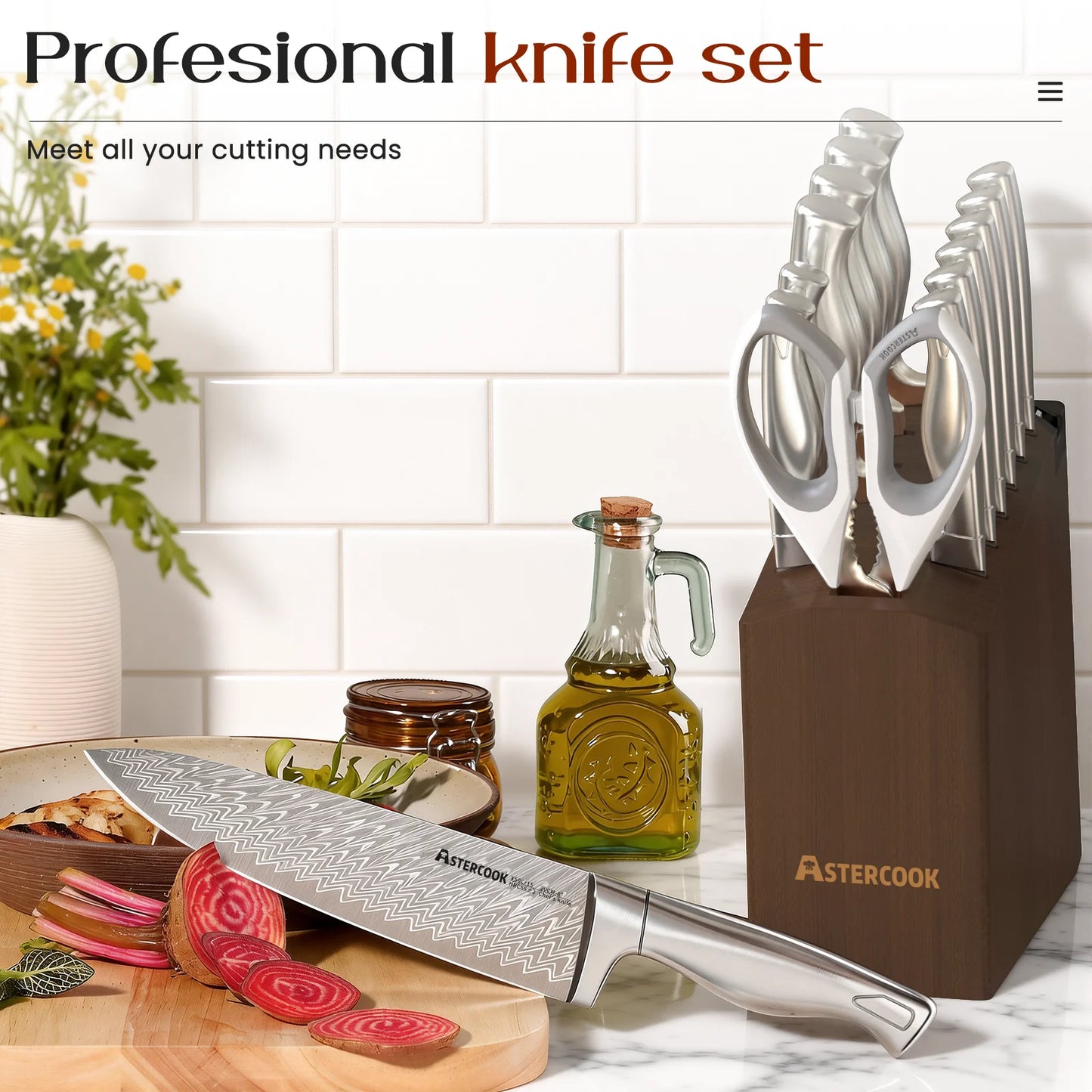 15-Piece Full Tang Knife Set