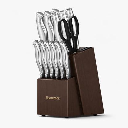 15-Piece Full Tang Knife Set - Silver